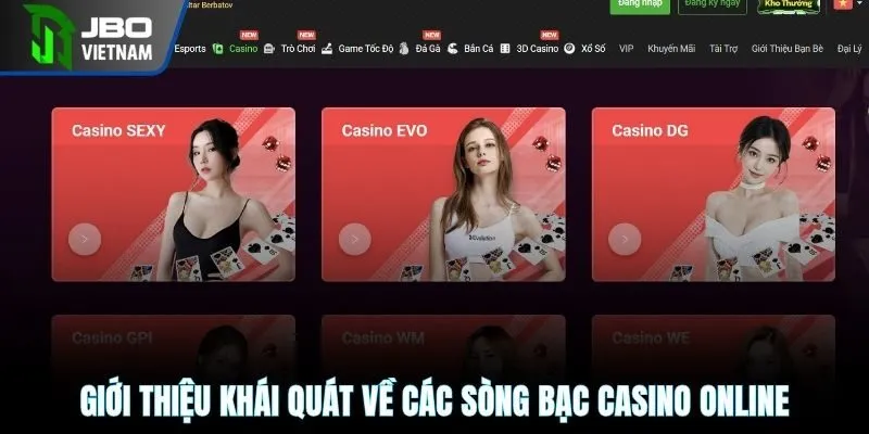 Sảnh casino tại JBO được mệnh danh là thiên đường của các trò chơi 